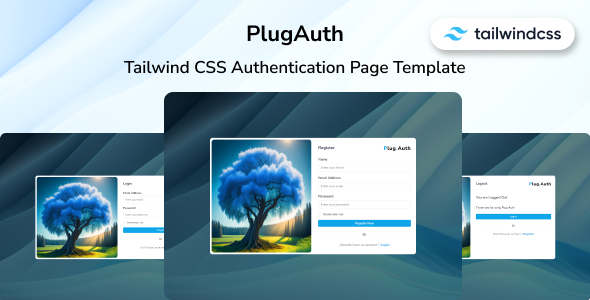[Download] PlugAuth – Tailwind CSS 3 Authentication Page Template 