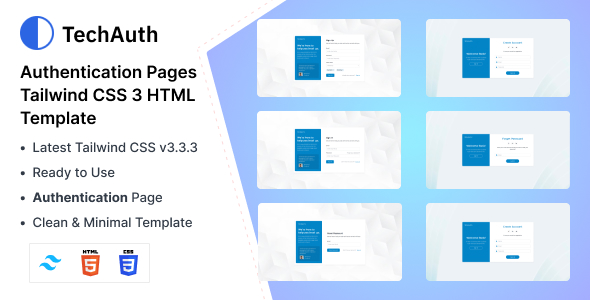[Download] TechAuth – Auth Pages Tailwind CSS 3 HTML Template 