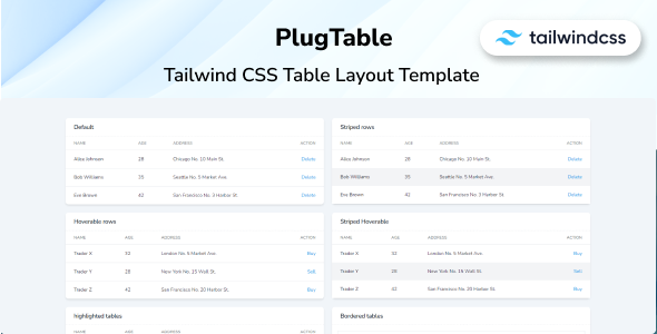 [Download] PlugTable – Tailwind CSS 3 Table Layout 