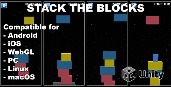 [Download] Stack The Blocks – Unity One Tap Game (Android, iOS, WebGL, HTML, PC) 