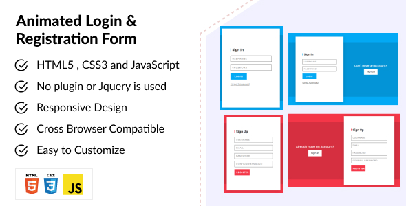 [Download] Animated Login & Registration Form – HTML CSS JAVASCRIPT 