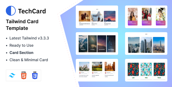 [Download] TechCard – Tailwind CSS 3 Card HTML Template 