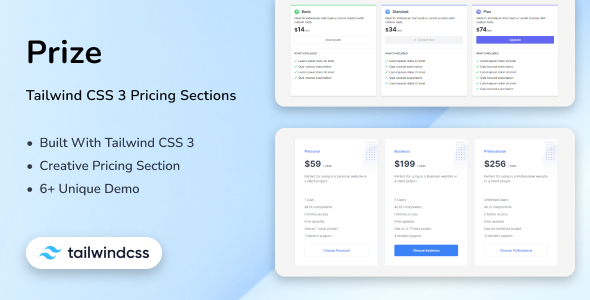 [Download] Prize – Tailwind CSS 3 Pricing Sections 