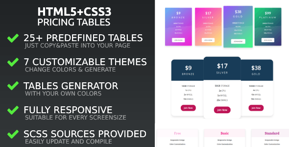 [Download] Responsive Pricing Tables – PHP to HTML5/CSS3 Generator. 25+ Predefined HTML5&CSS3 Pricing Tables 