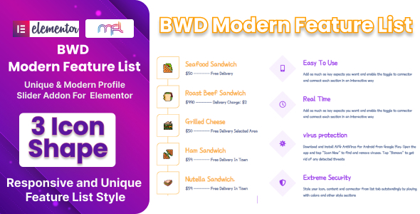 [Download] BWD Modern Feature List Addon For Elementor 