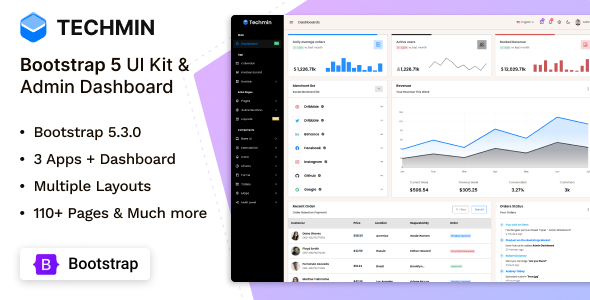 [Download] Techmin – Bootstrap UI Kit & Admin Dashboard Template 