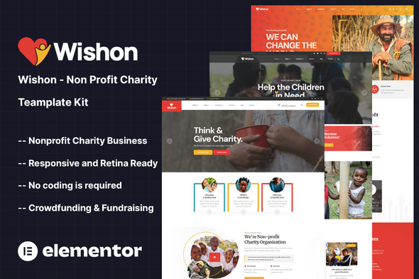 [Download] Wishon – Non Profit Charity Elementor Template Kit 