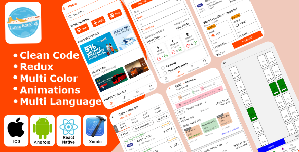 Nulled Travel Booking – Bus Booking | Flight Booking | Train Booking React Native iOS/Android App Template free download