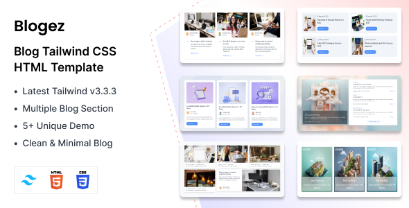 [Download] Blogez – Blog Pages Tailwind CSS 3 HTML Template 