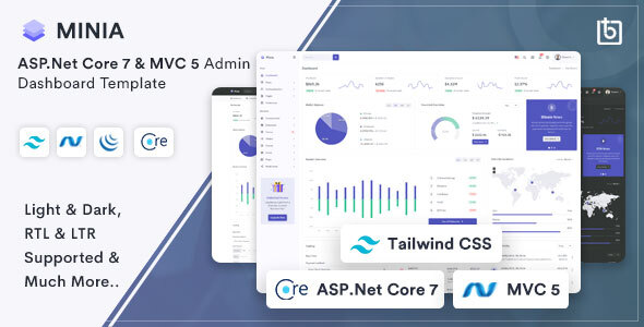 Nulled Minia – Tailwind CSS + ASP.Net Core & MVC 5 Admin Dashboard Template free download