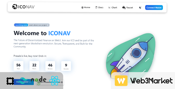 [Download] Initial Coin Offer (ICO) Web3 – ICONAV DApp & Solidity Contract 
