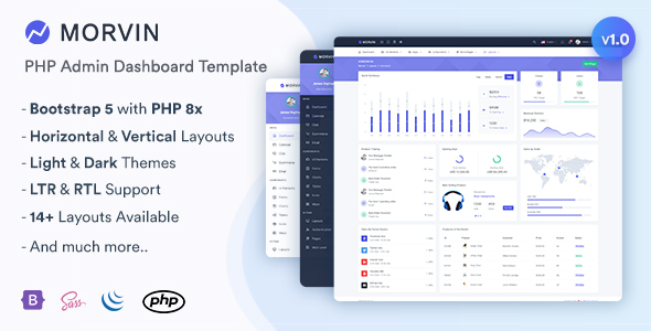 Nulled Morvin – PHP Admin & Dashboard Template free download