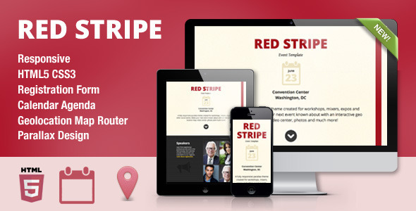 Download Red Stripe Responsive Parallax Event Site Template Nulled 