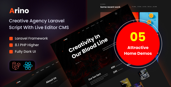 Nulled Arino – Creative Agency Laravel Script With Live Editor CMS free download