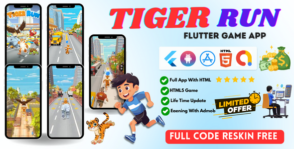 [Download] Tiger Run Flutter Mobile Game with HTML5 Code 