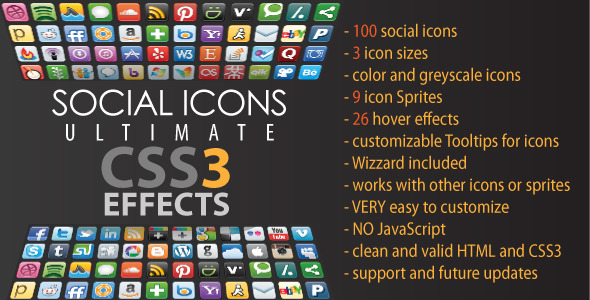Download Social Icons – Ultimate CSS3 Effects Nulled 