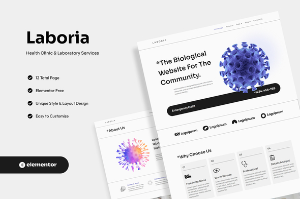 [Download] Laboria – Health Clinic & Laboratory Services Template Kit 