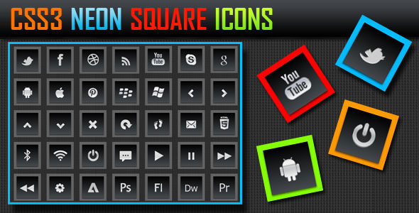 Download CSS3 Neon Square Icons Nulled 