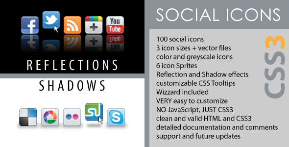Download Social Icons – CSS3 Reflections & Shadows Nulled 