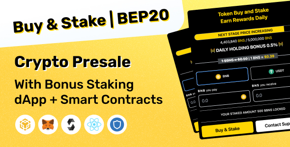 [Download] Buy & Stake | BEP20 Crypto Presale With Bonus Staking dApp + Smart Contracts 