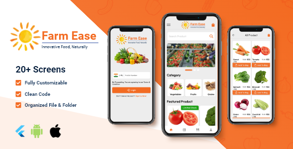 Nulled FarmEase | UI Kit | Flutter Grocery Template free download