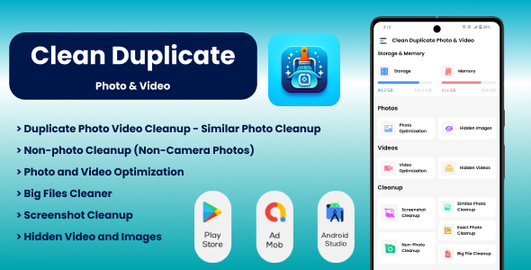 Nulled Clean Duplicate Photo & Video –  Big File Cleaner – Photo & Video Optimization – Video Compressor free download