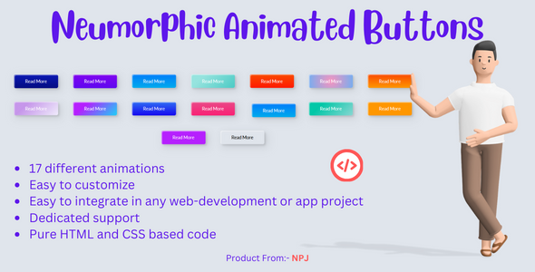 [Download] Animated Buttons (17 Different Style Neumorphic Buttons) 