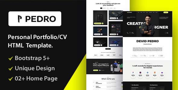 Nulled Pedro – Personal Portfolio/CV HTML Template. free download