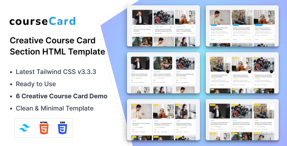[Download] CourseCard – Tailwind Course Card Section HTML Template 