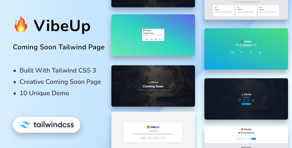 [Download] VibeUp – Tailwind CSS Coming Soon HTML Template 