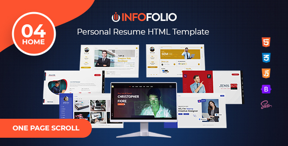 Nulled InfoFolio – Resume One Page HTML Template free download