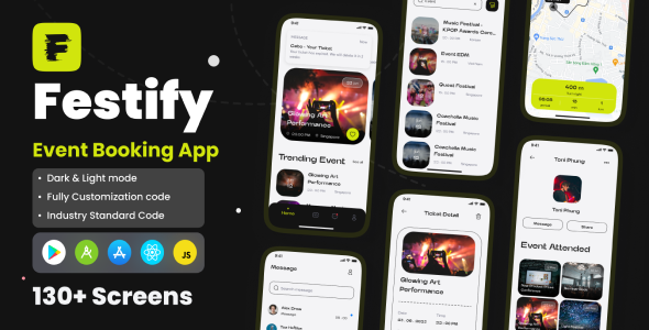 Nulled Festify – Event Booking App React Native CLI Ui Kit free download