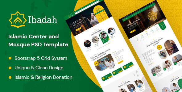 [Download] Ibadah – Islamic Center & Mosque PSD Template 