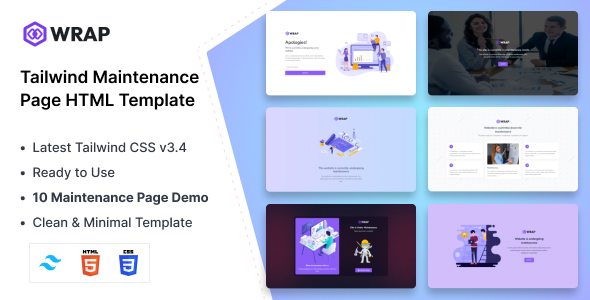 Nulled Wrap – Tailwind CSS Maintenance Page HTML Template free download
