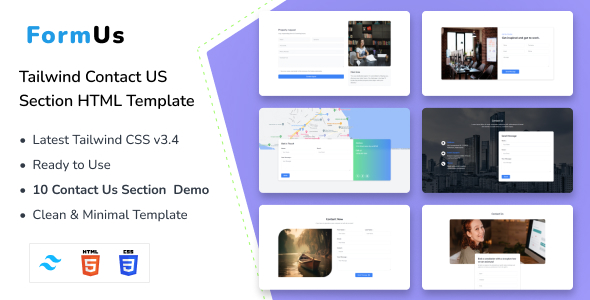 Nulled FormUs – Tailwind CSS Contact Us Section HTML Template free download