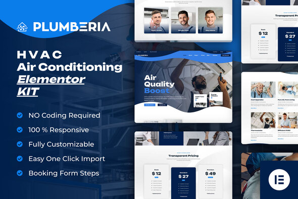[Download] Plumberia – Air Conditioning & HVAC Repair Service Elementor Pro Template Kit 