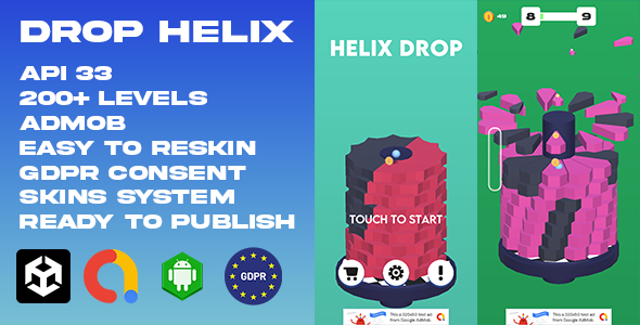 Nulled Drop Helix (200 Levels  Unity Game Template + Admob Ads + GDPR Consent) free download