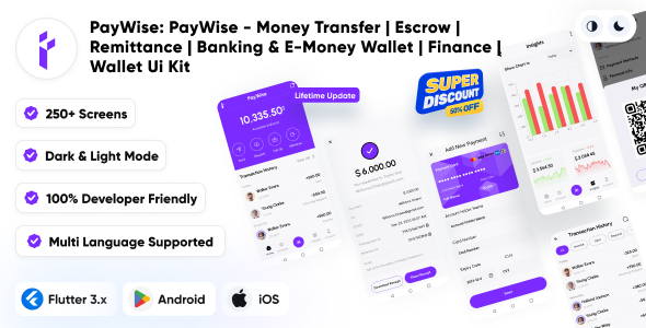 [Download] PayWise – Money Transfer | Escrow | Remittance | Banking & E-Money Wallet | Finance | Wallet Ui Kit 