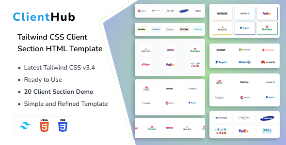 [Download] ClientHub – Tailwind CSS 3 Client Section HTML 