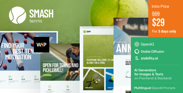 Nulled Smash – Tennis WordPress Theme free download