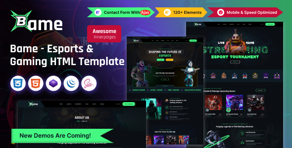 Nulled Bame – Esports & Gaming HTML Template free download