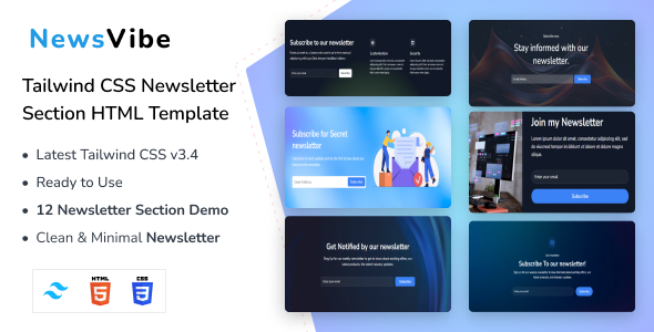 Nulled NewsVibe – Newsletter Section Tailwind CSS 3 HTML Template free download