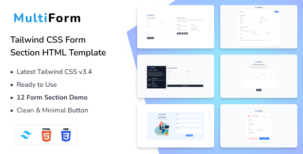 Nulled MultiForm – Tailwind CSS Form Section HTML Template free download