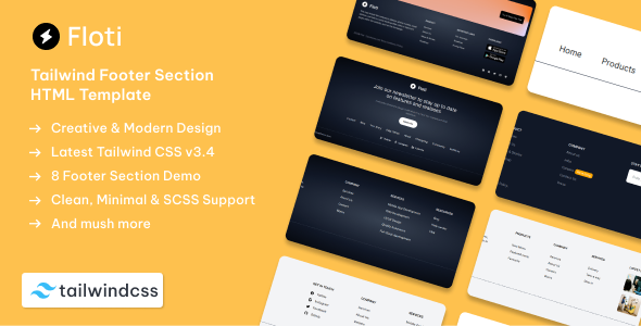 [Download] Floti – Tailwind CSS 3 Footer Section HTML Template 