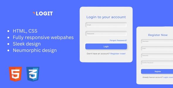 [Download] Neumorphic Modern Authentication HTML5 Templates: Login | Signup 