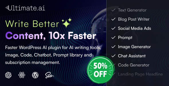 [Download] UltimateAI – AI Enhanced WordPress  Plugin with SaaS for Content, Code, Chat, and Image Generation 