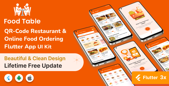 Nulled Food Table-QR Code Restaurant &  Online Food Ordering  Flutter App UI Kit free download