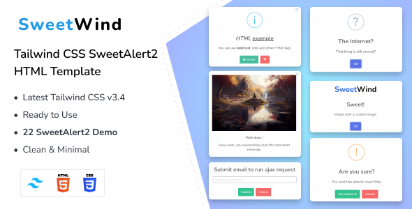 Nulled SweetWind – Tailwind CSS SweetAlert2 HTML Template free download