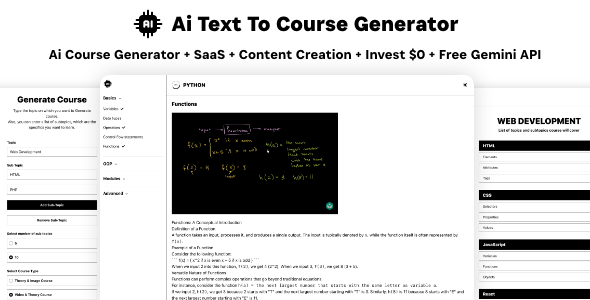 [Download] Ai Course Generator – Text To Course SaaS Ai Video & Image Content Payment Earn Gemini React Admin 