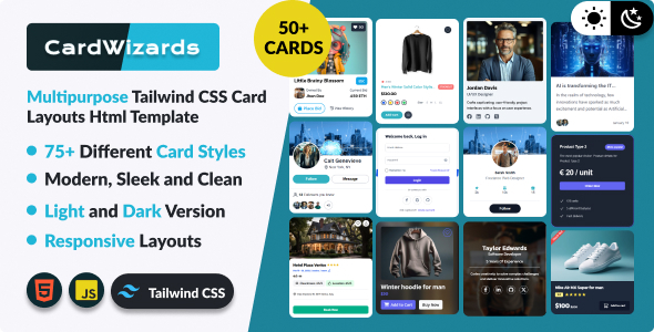 [Download] CardWizards – Multipurpose Tailwind CSS Card Layouts Html Template 